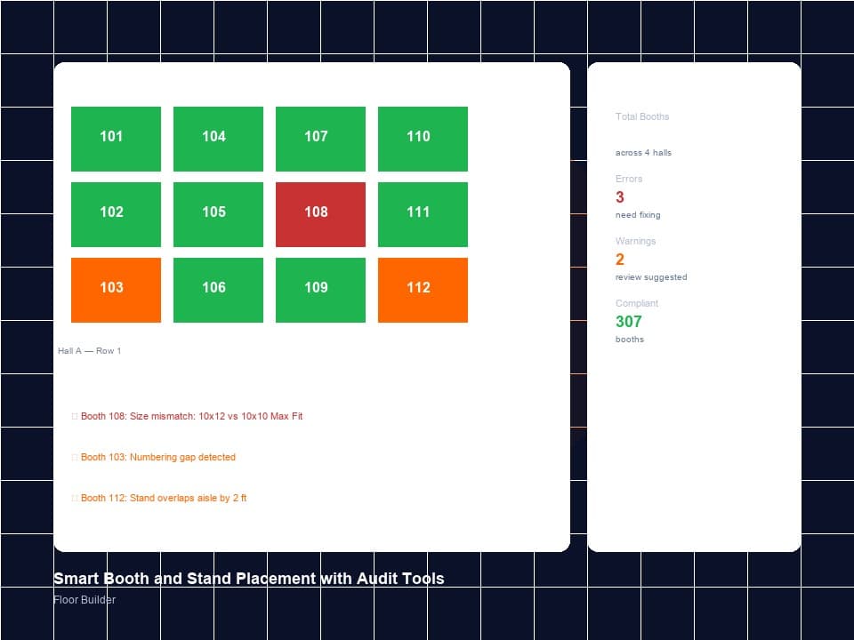 Smart Booth and Stand Placement with Audit Tools